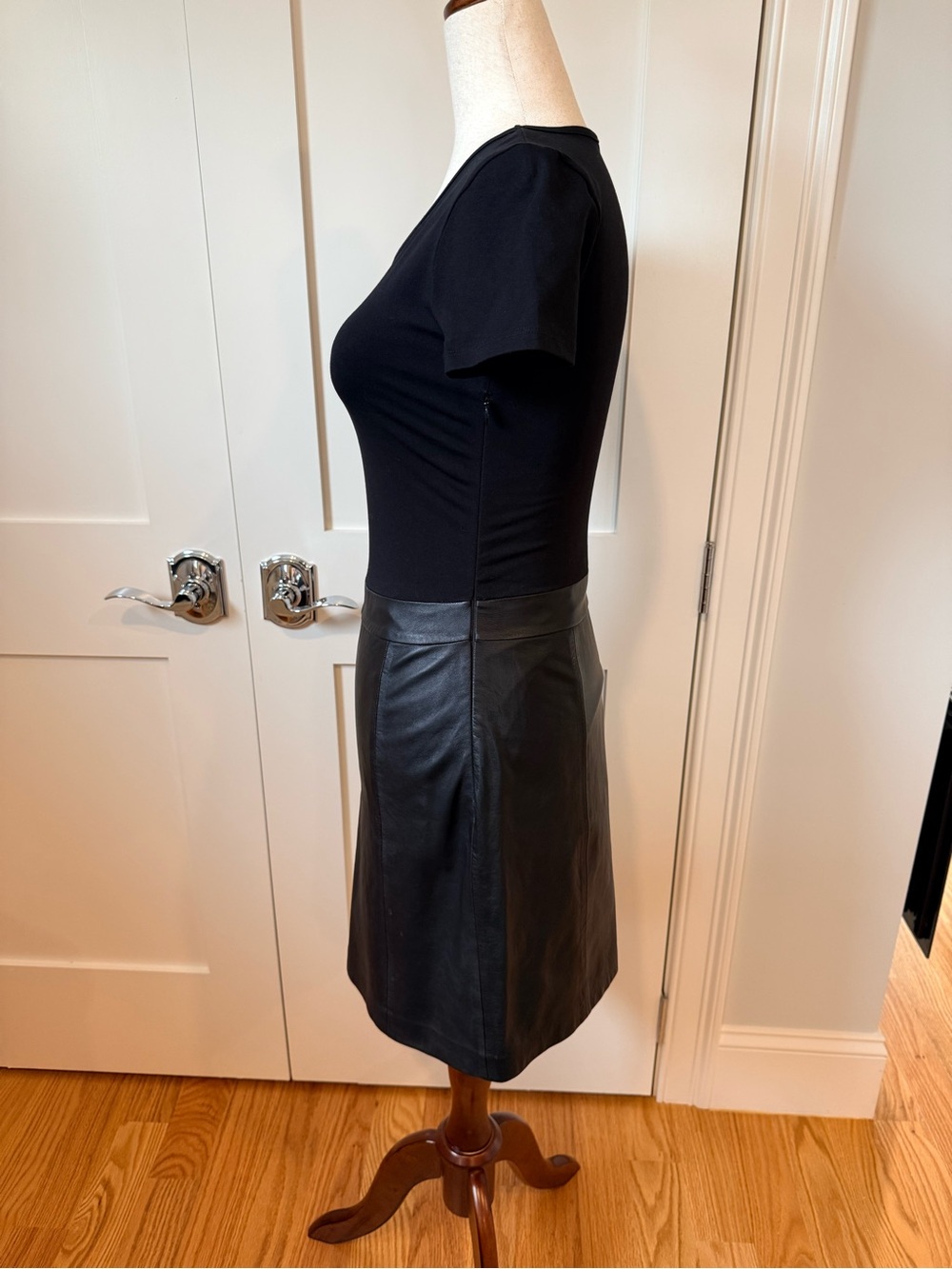 Theory Solara Black Leather/Knit Dress - Picture 8 of 13